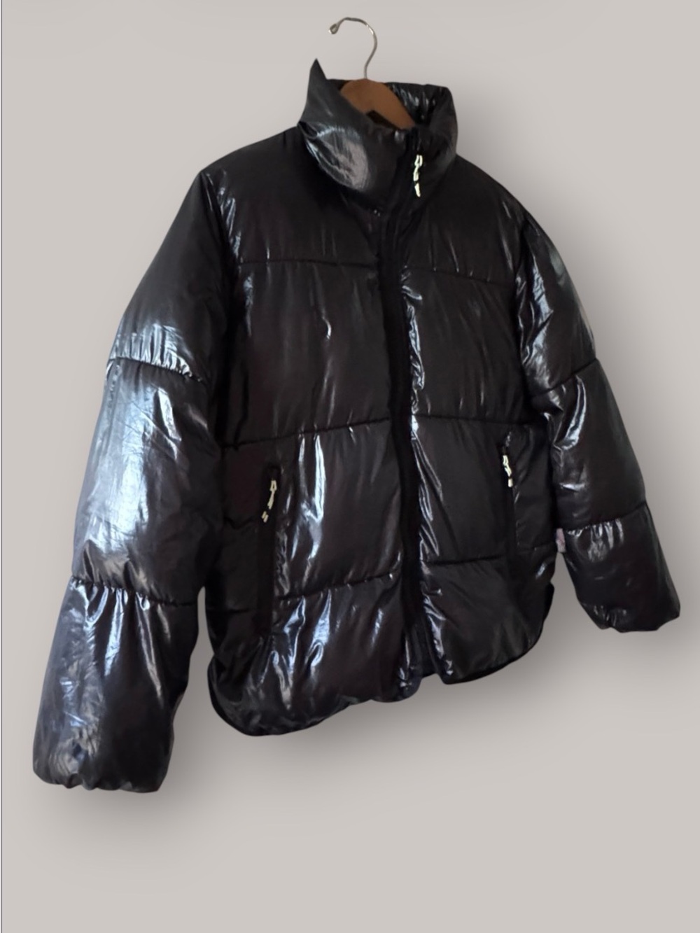 H&M Glossy Black Thermolite Puffer Jacket XS S - Picture 2 of 9
